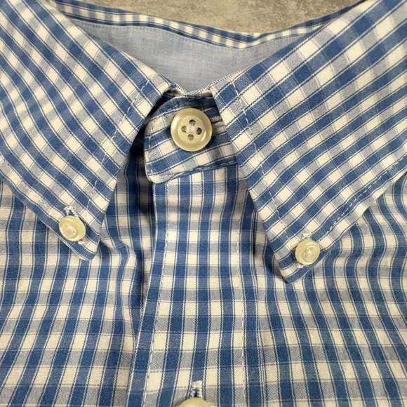 IZOD Men's 3XL Blue & White Check Button Down Dress Shirt Roomy Plus SEE DESCRIP - Picture 6 of 14